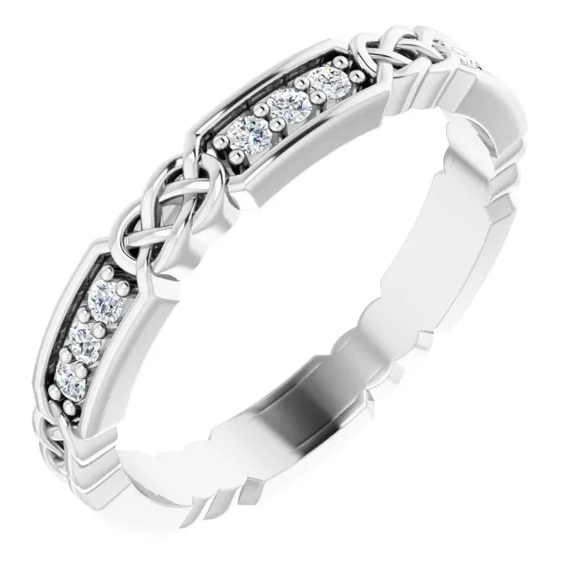0.27 ct. Round Diamond Eternity Band Celtic Knot Accent Ring