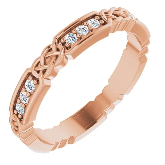 0.27 ct. Round Diamond Eternity Band Celtic Knot Accent Ring