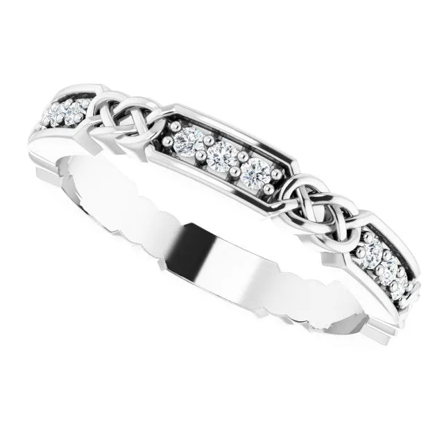 0.27 ct. Round Diamond Eternity Band Celtic Knot Accent Ring