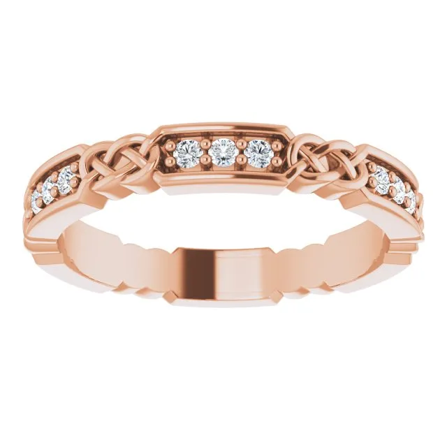 0.27 ct. Round Diamond Eternity Band Celtic Knot Accent Ring
