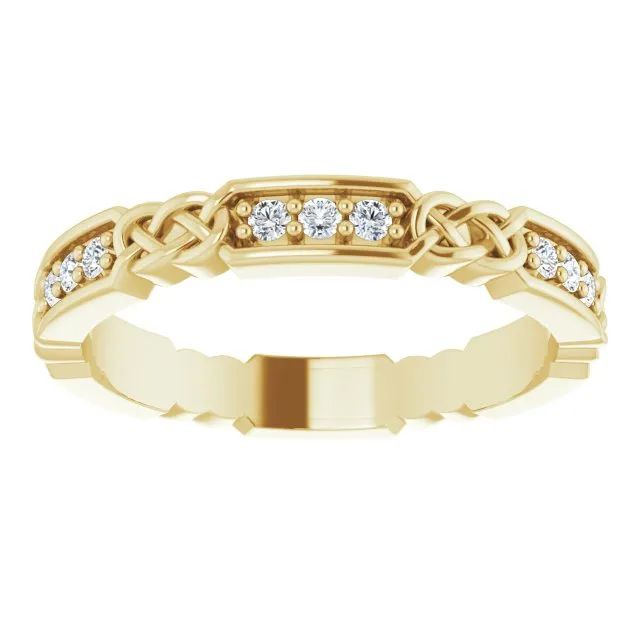 0.27 ct. Round Diamond Eternity Band Celtic Knot Accent Ring