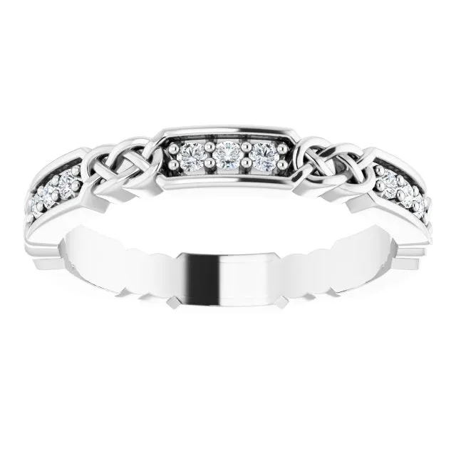 0.27 ct. Round Diamond Eternity Band Celtic Knot Accent Ring