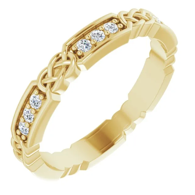 0.27 ct. Round Diamond Eternity Band Celtic Knot Accent Ring