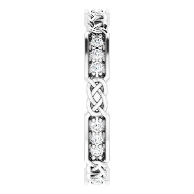 0.27 ct. Round Diamond Eternity Band Celtic Knot Accent Ring