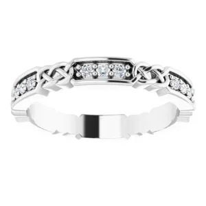 0.27 ct. Round Diamond Eternity Band Celtic Knot Accent Ring