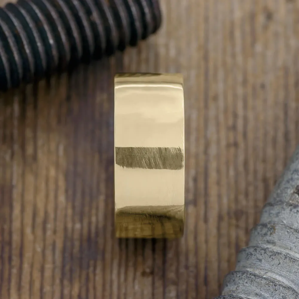 10mm 14k Yellow Gold Men's High Wedding Band, High Polish