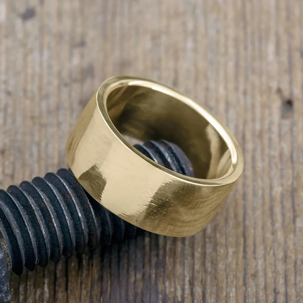 10mm 14k Yellow Gold Men's High Wedding Band, High Polish