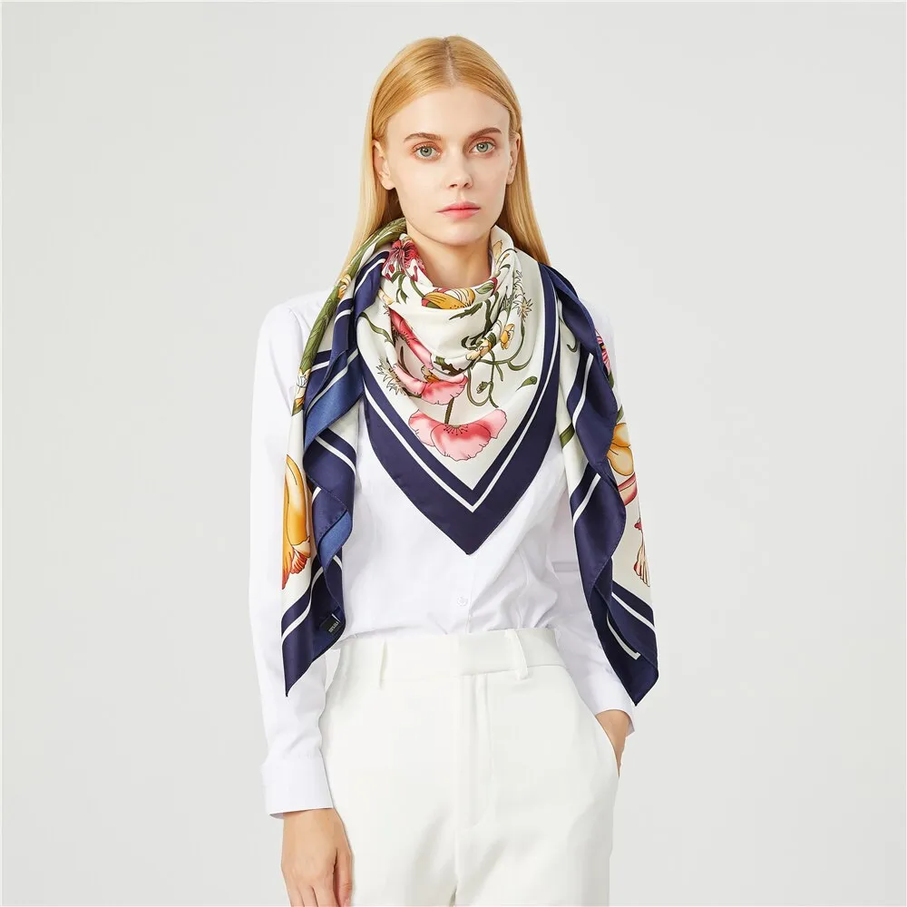 130cm Luxury Brand Twill Silk Scarf