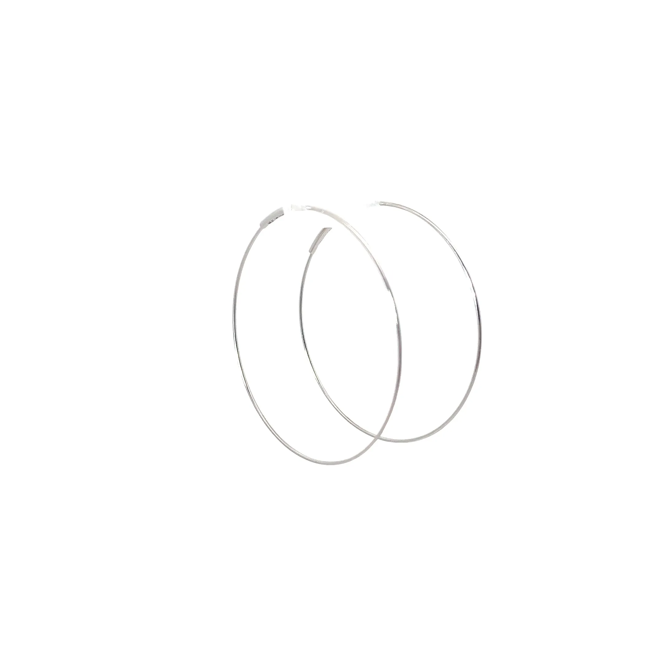 14k White Gold Thin Medium Hoop Earrings