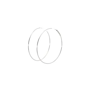14k White Gold Thin Medium Hoop Earrings