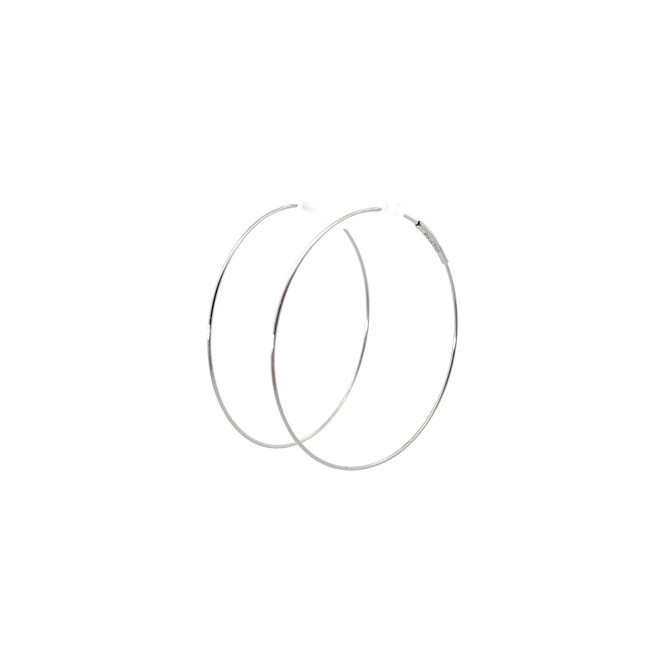 14k White Gold Thin Medium Hoop Earrings