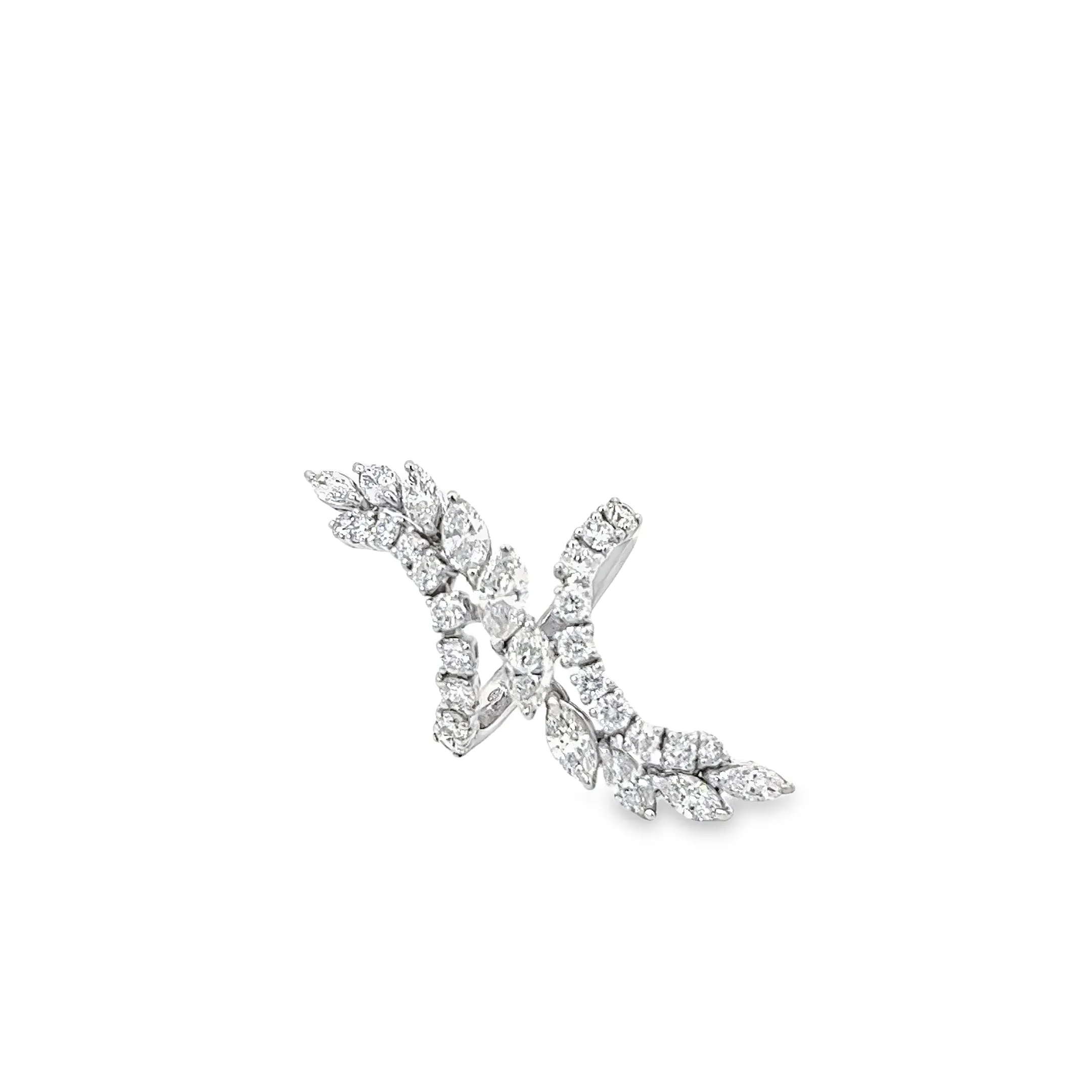 18k White Gold 3.00ct G VS2 Marquise and Round Total Weight of Diamond Fashion Ring