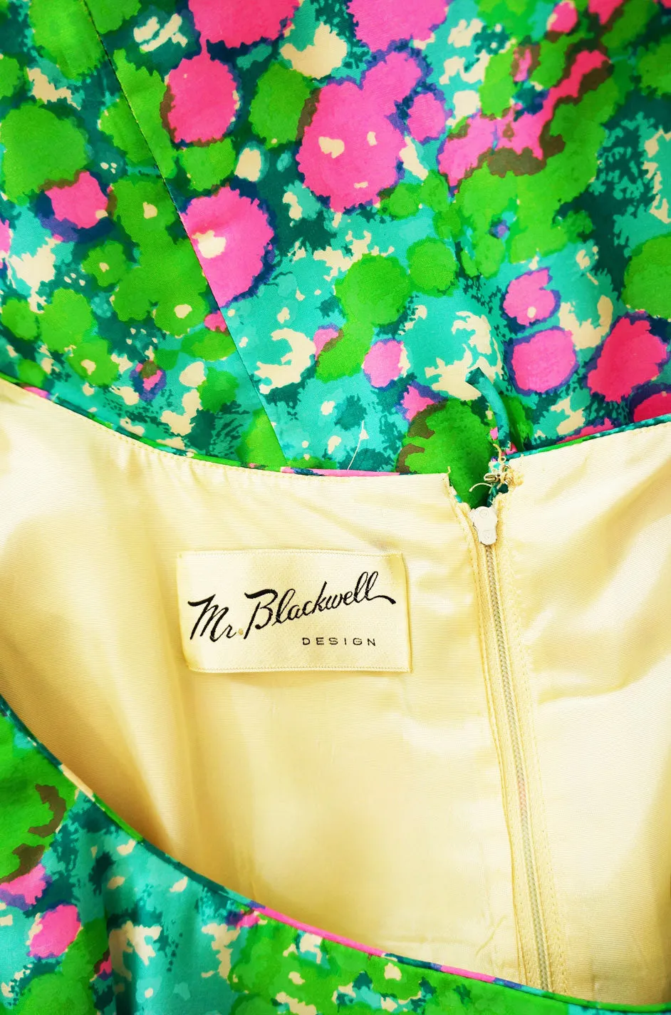 1960s Silk Mr Blackwell Floral Dress