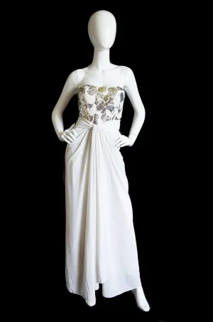 1970s Estevez White & Sequin Gown
