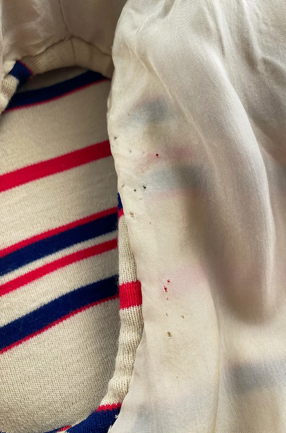 1970s Givenchy Taupe Red and Blue Striped Knit Jersey Pant & Top Set