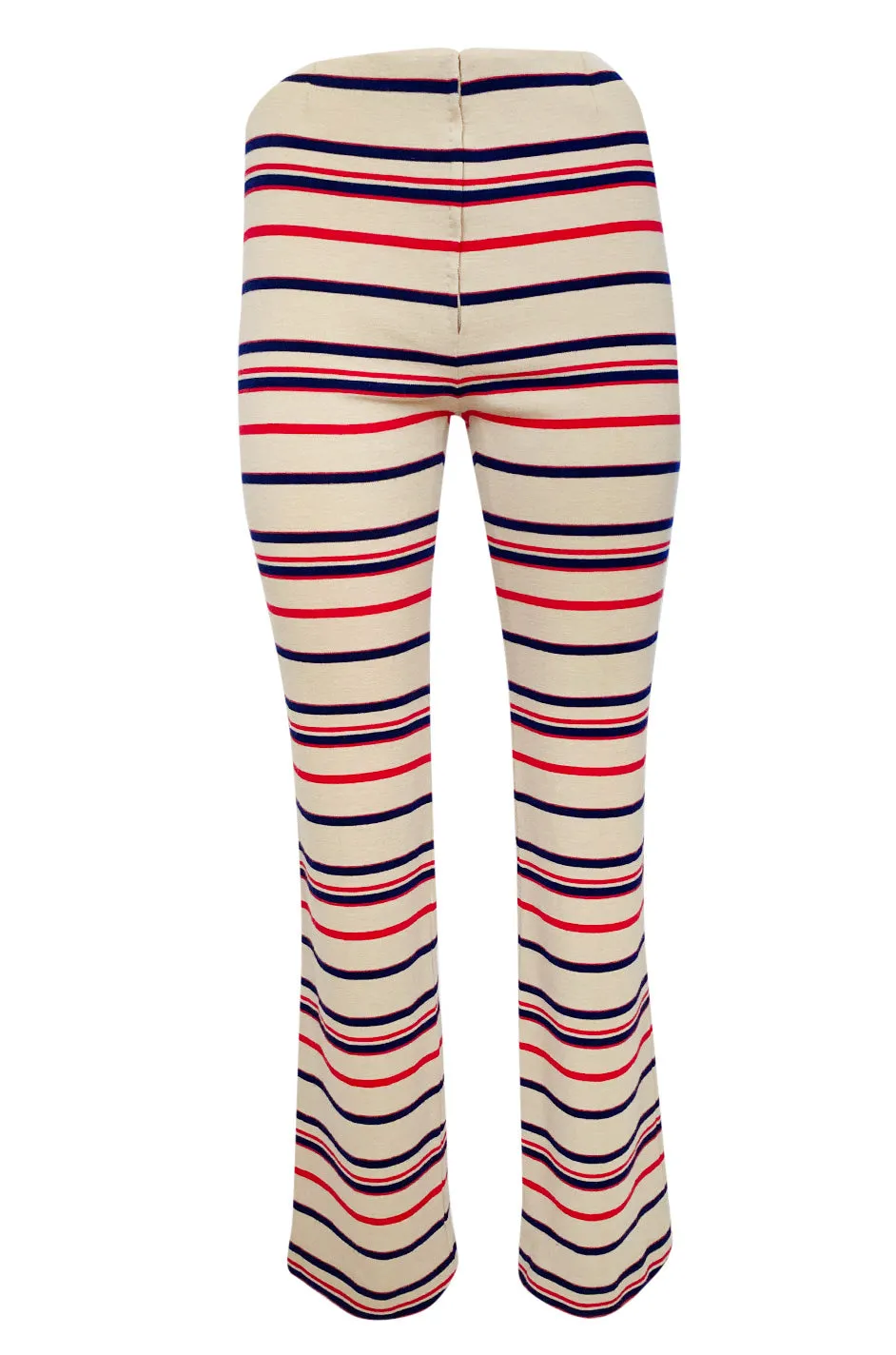 1970s Givenchy Taupe Red and Blue Striped Knit Jersey Pant & Top Set