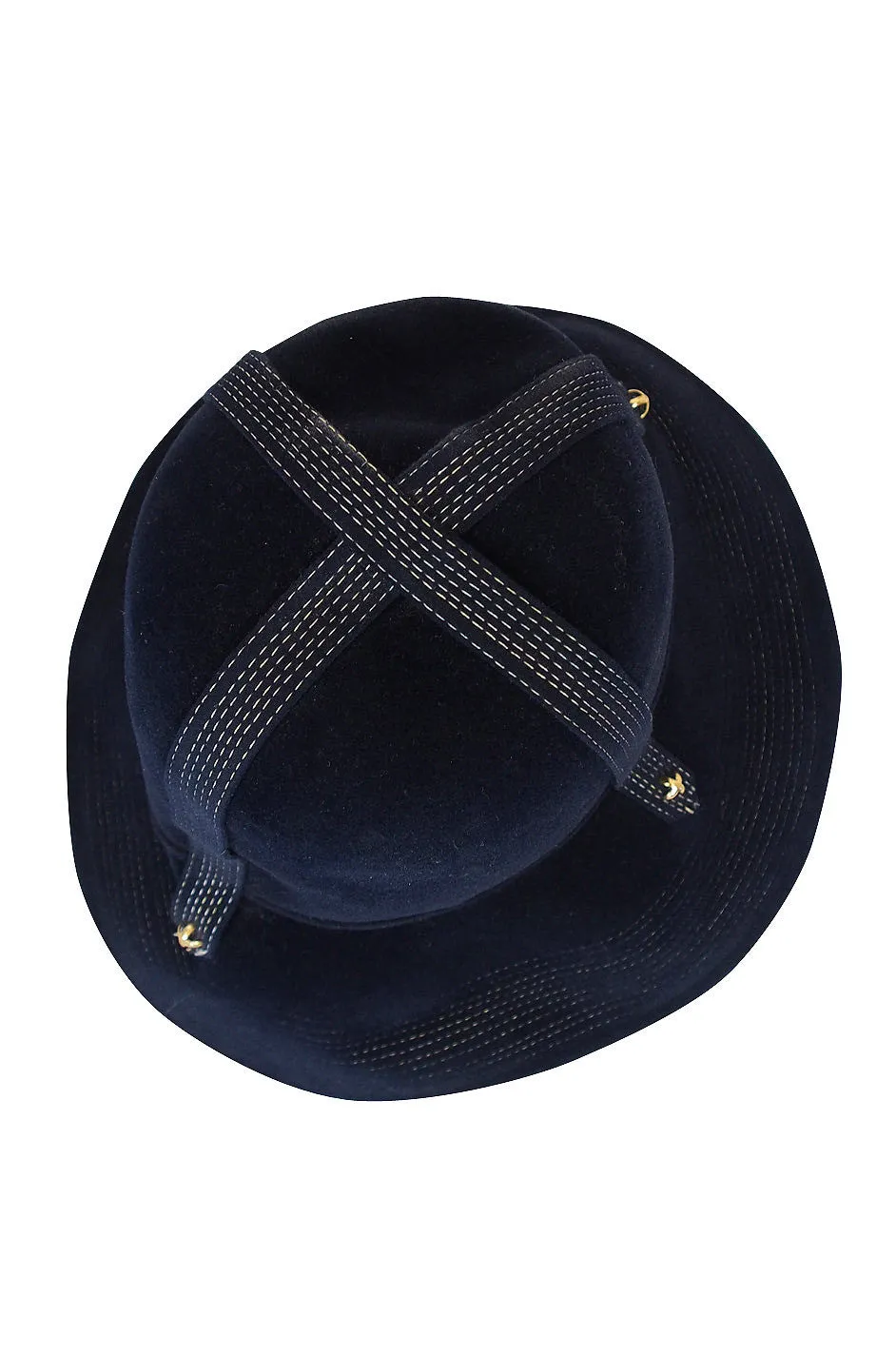 1970s Yves Saint Laurent Chic Blue Felt Fedora Hat