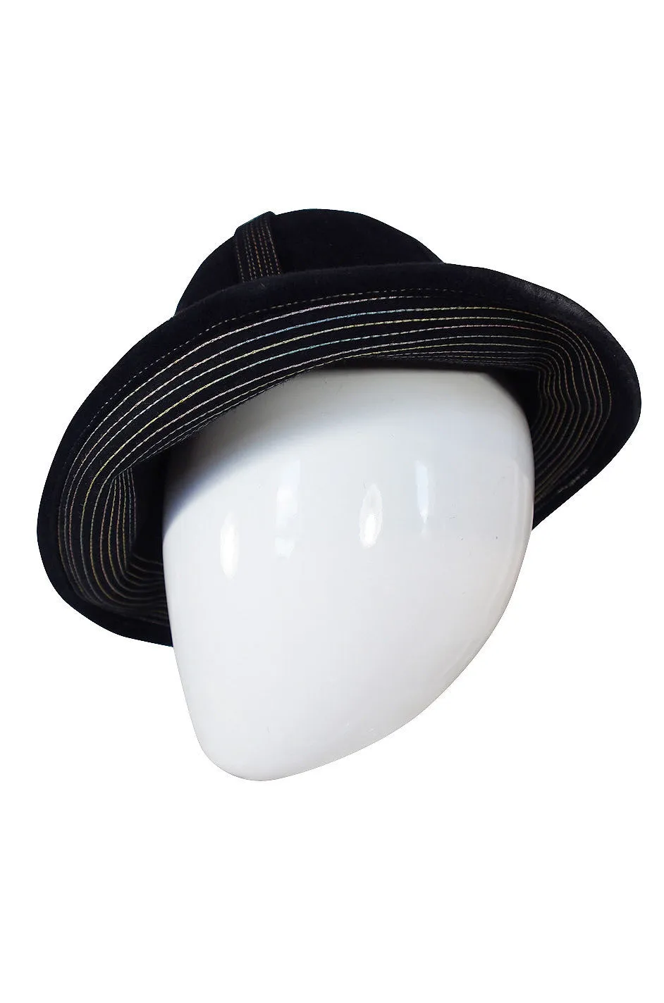 1970s Yves Saint Laurent Chic Blue Felt Fedora Hat