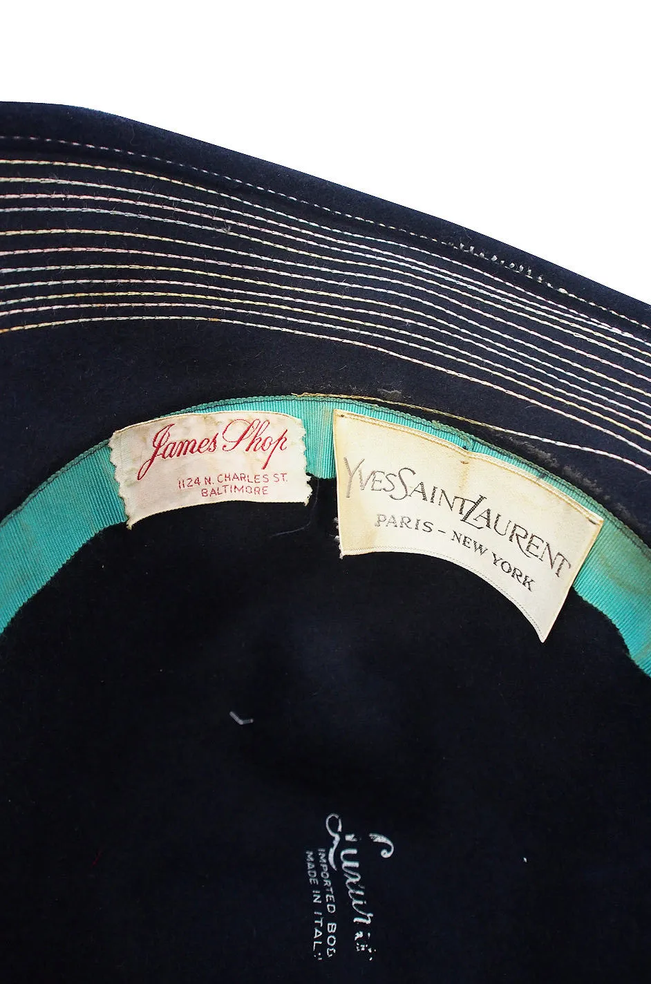 1970s Yves Saint Laurent Chic Blue Felt Fedora Hat