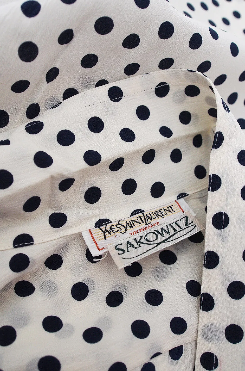 1980s Yves Saint Laurent Silk Dot Top