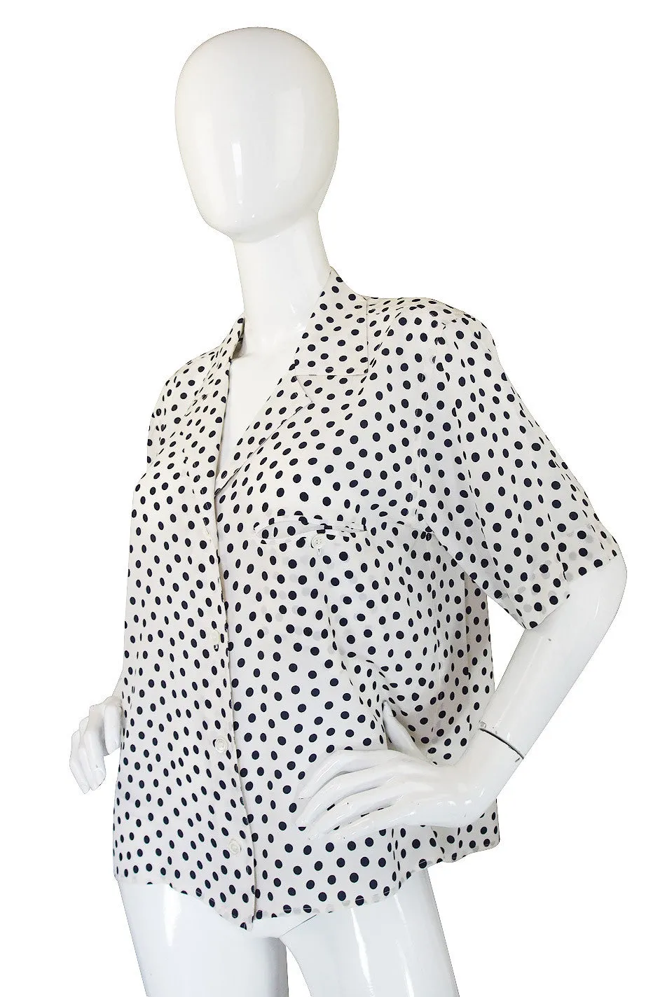 1980s Yves Saint Laurent Silk Dot Top