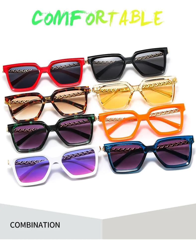 2021 New Fashion Cat Eye Sunglasses Women Men Leopard Black Gradient Lens Metal Luxury Frame Brand Designer Square Sunglasses