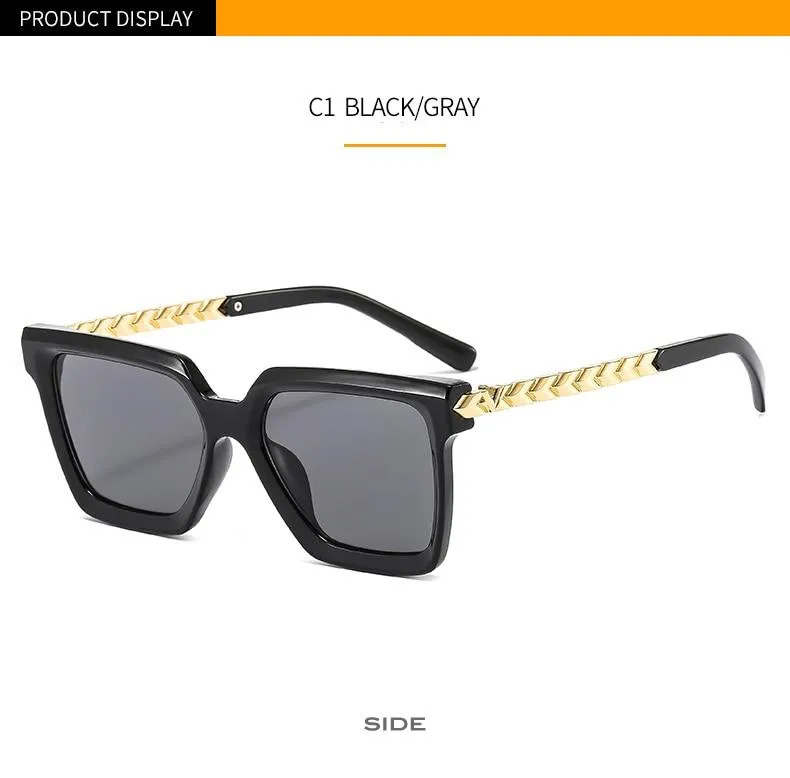 2021 New Fashion Cat Eye Sunglasses Women Men Leopard Black Gradient Lens Metal Luxury Frame Brand Designer Square Sunglasses