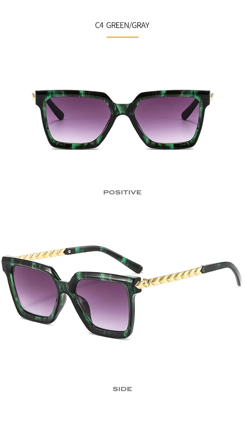 2021 New Fashion Cat Eye Sunglasses Women Men Leopard Black Gradient Lens Metal Luxury Frame Brand Designer Square Sunglasses