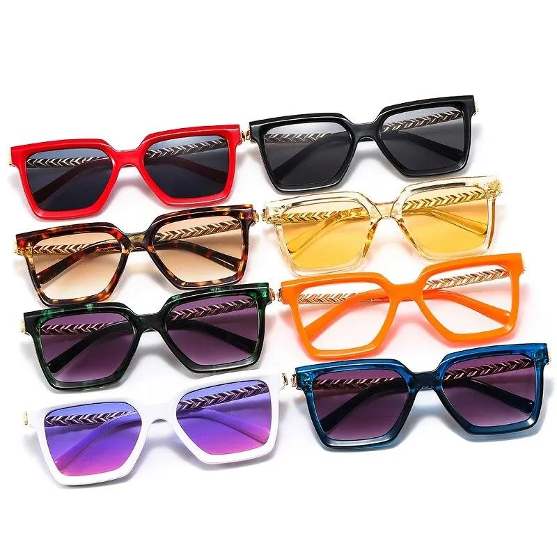 2021 New Fashion Cat Eye Sunglasses Women Men Leopard Black Gradient Lens Metal Luxury Frame Brand Designer Square Sunglasses