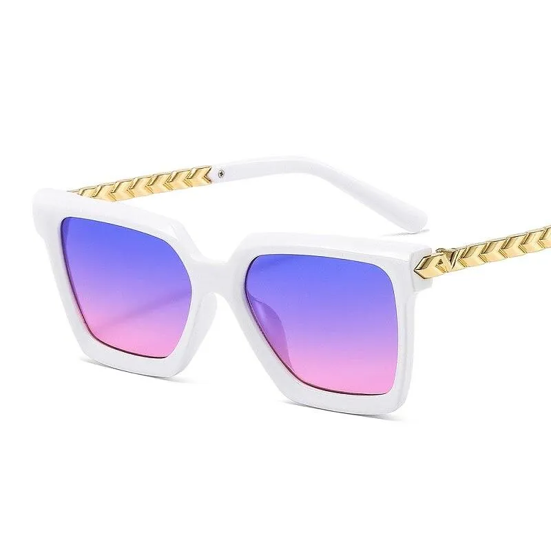 2021 New Fashion Cat Eye Sunglasses Women Men Leopard Black Gradient Lens Metal Luxury Frame Brand Designer Square Sunglasses