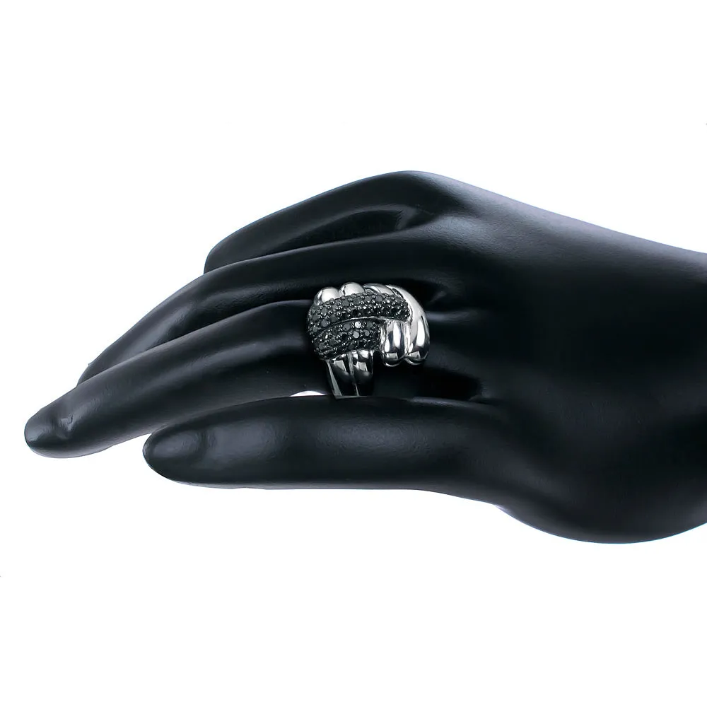 2/3 cttw Black Diamond Overlap Statement Ring in Sterling Silver