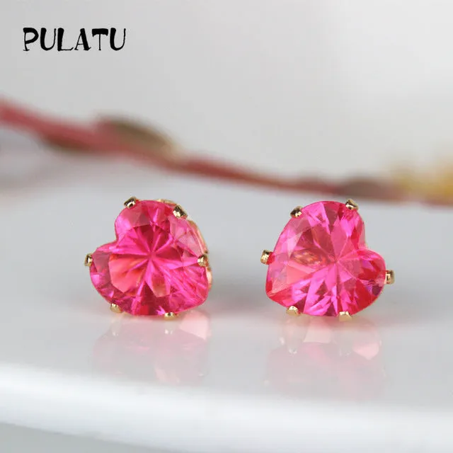 9 Color Hot Sale Heart Earring For Girl 8mm Crystal Stud Earrings Geometric Rhinestone Minimalist Women Jewelry PULATU BK668