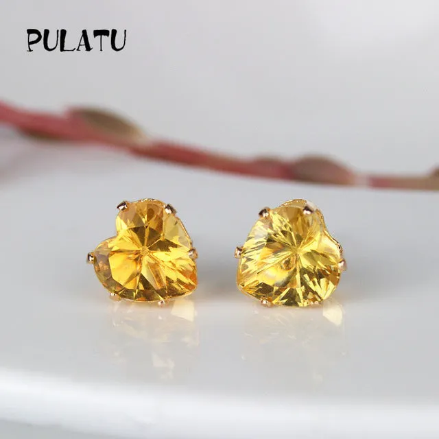 9 Color Hot Sale Heart Earring For Girl 8mm Crystal Stud Earrings Geometric Rhinestone Minimalist Women Jewelry PULATU BK668