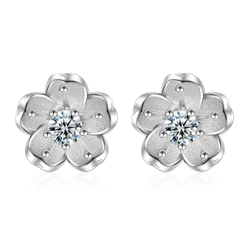 925 Sterling Silver Flower Shaped Earring