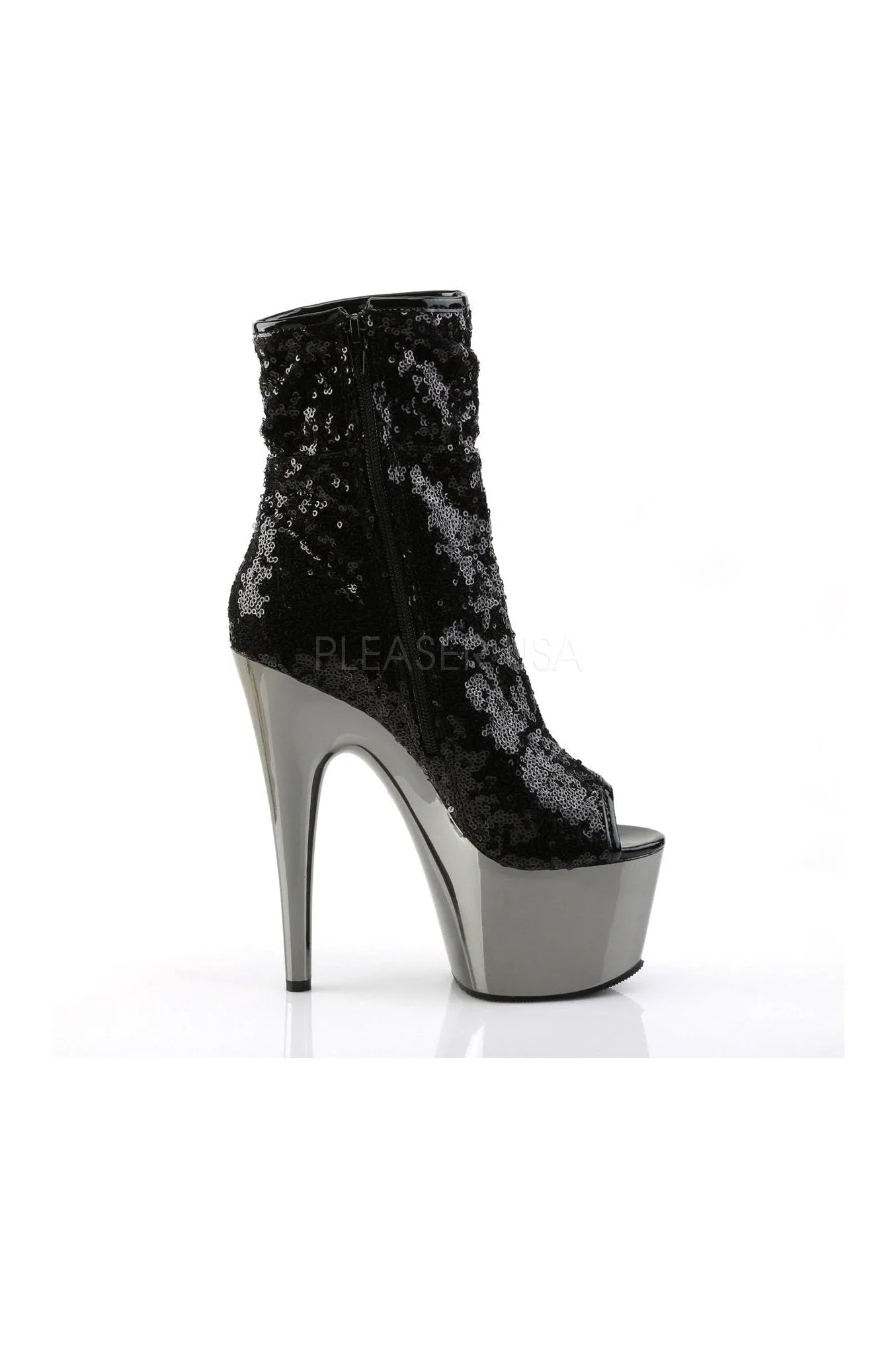 ADORE-1008SQ Platform Boot  | Black Sequins