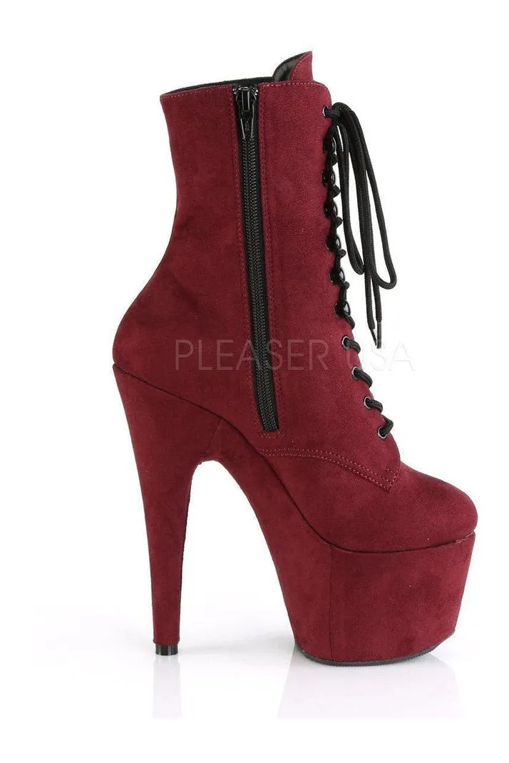 ADORE-1020FS Platform Ankle Boot | Burgundy Faux Leather