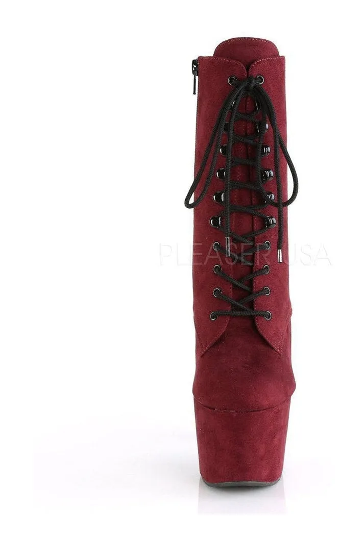 ADORE-1020FS Platform Ankle Boot | Burgundy Faux Leather