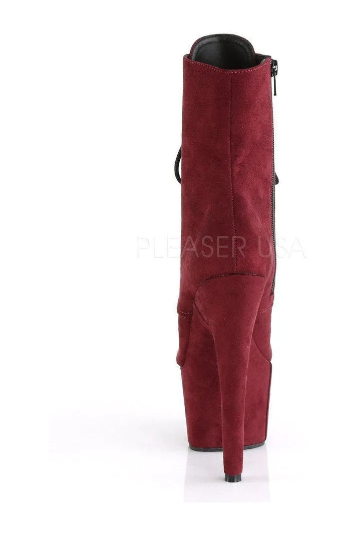 ADORE-1020FS Platform Ankle Boot | Burgundy Faux Leather