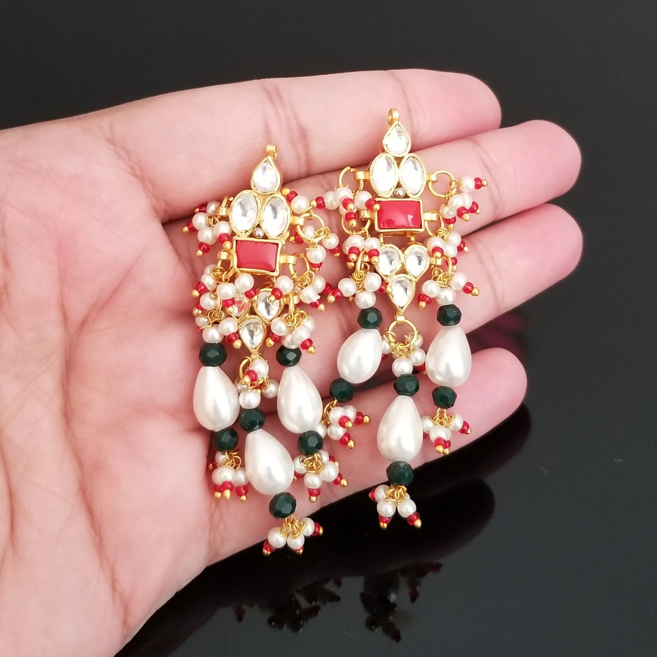Ahemdabadi Kundan Hard Gold Plated Necklace Set BT26