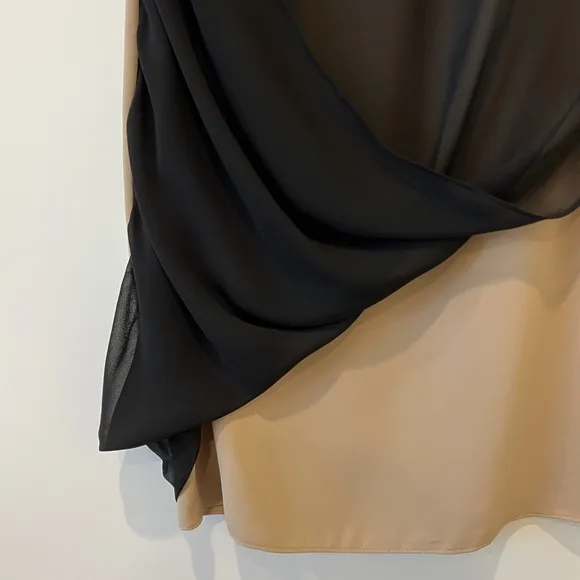 All Saints Afia Dress Twist Sleeveless Crew Neck Shift Mini Black Nude Size 2