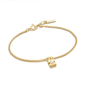 Ania Haie Gold Pearl Padlock Bracelet