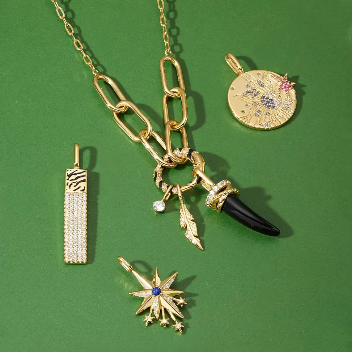 Ania Haie Gold Tiger Chain Charm Connector Necklace