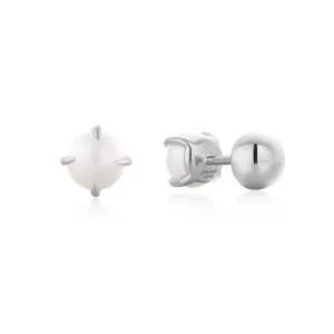 Ania Haie Silver Pearl Barbell Earrings