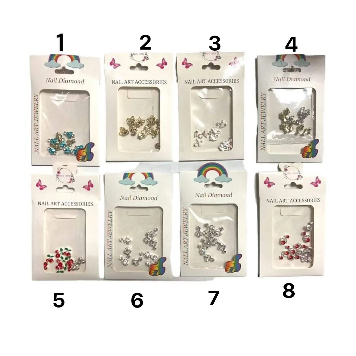 Artdone 8 boxes Nail Rhinestones, Nail Gems Nail Diamonds, Nail Art Studs Nail Crystals Nail Sequins for Nails Kit for Nail Art Supplies Accessories