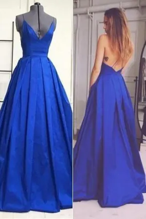 Backless Prom Dress Spaghetti Strap Prom Dress A-Line Evening Dress TP0144