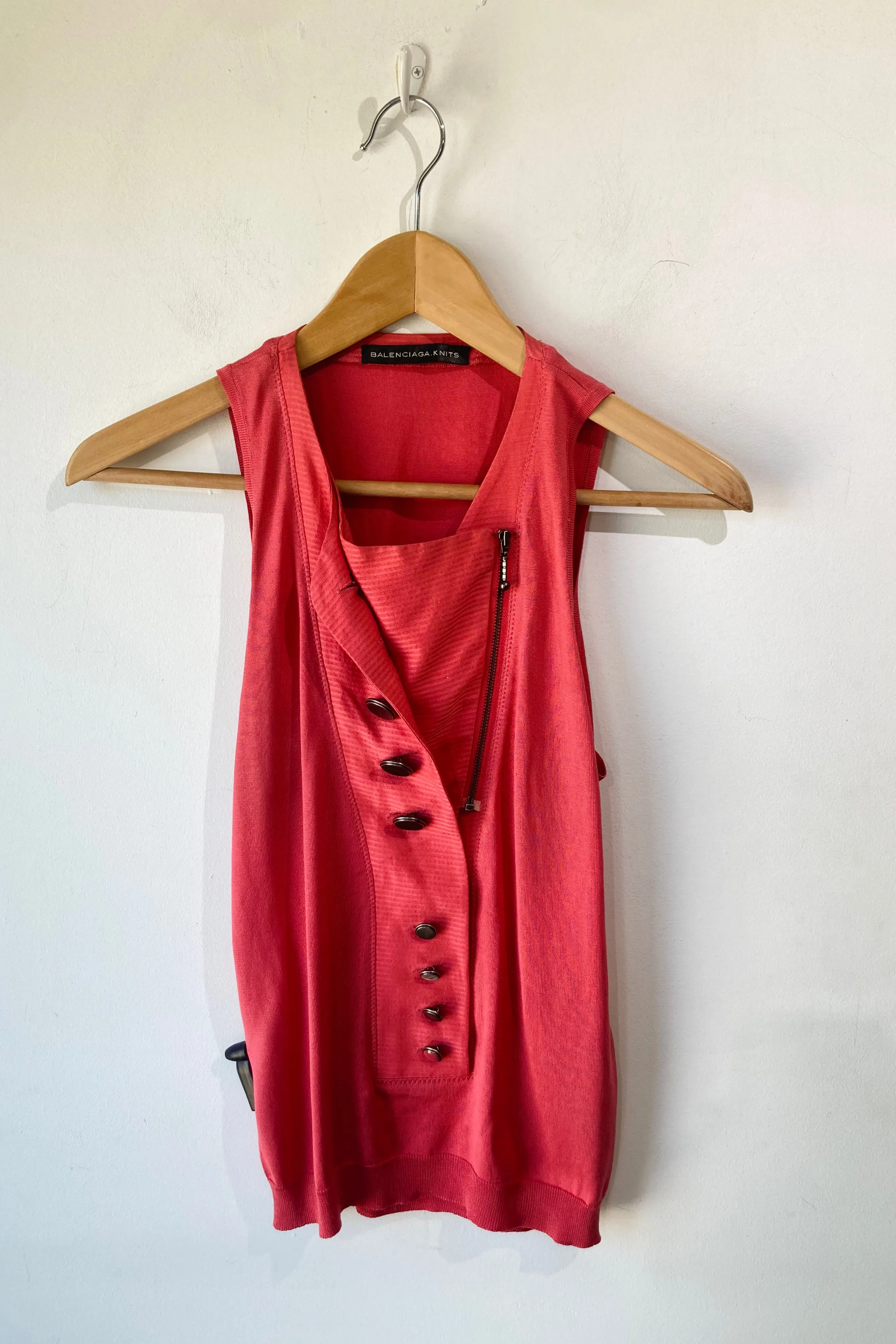 Balenciaga Knits Salmon Sleeveless Knit Top