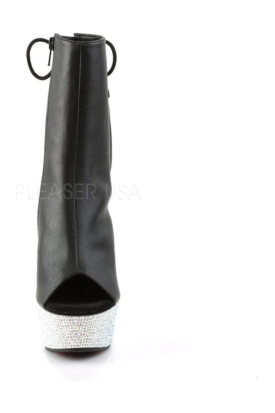 BEJEWELED-1018DM-6 Platform Boot  | Black Faux Leather