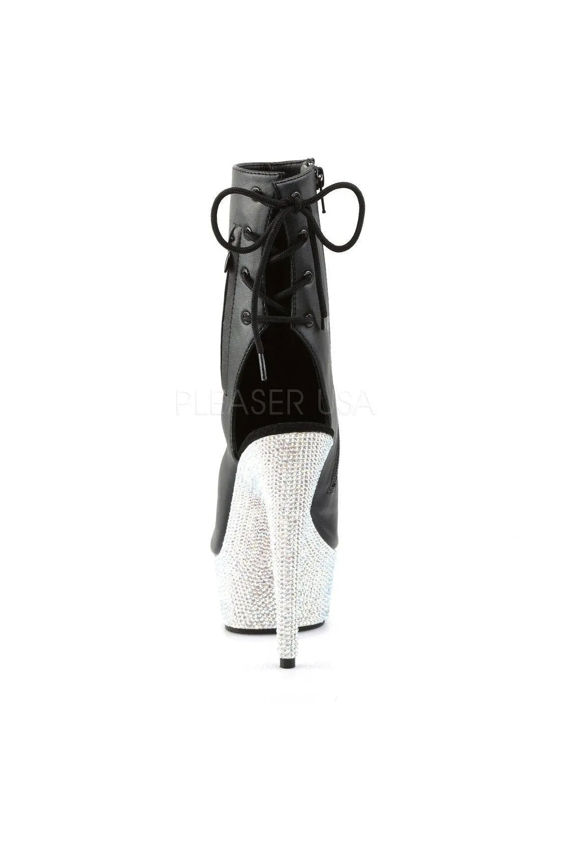 BEJEWELED-1018DM-6 Platform Boot  | Black Faux Leather