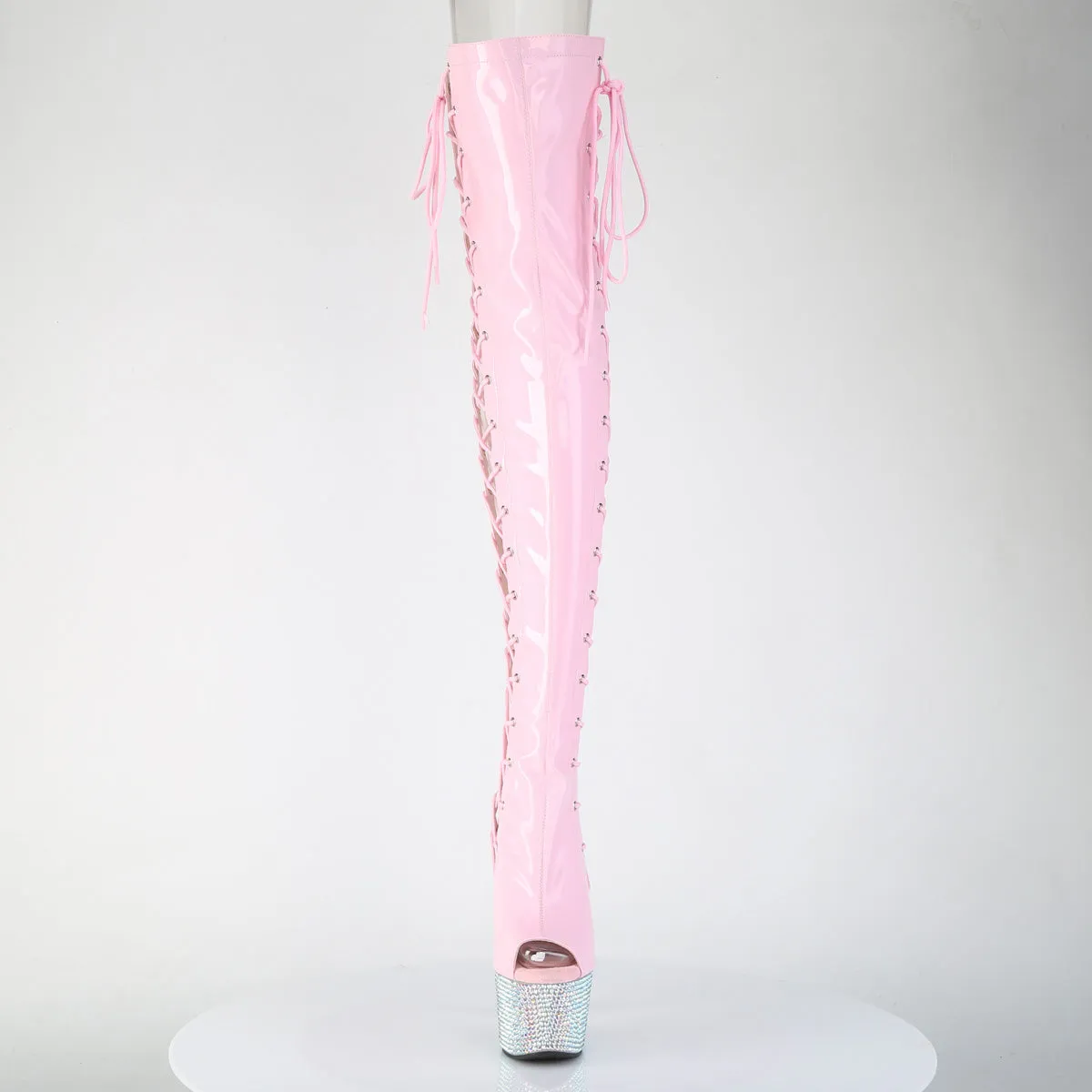 BEJEWELED-3052HG-7  Baby Pink Holo Patent/Silver AB RS