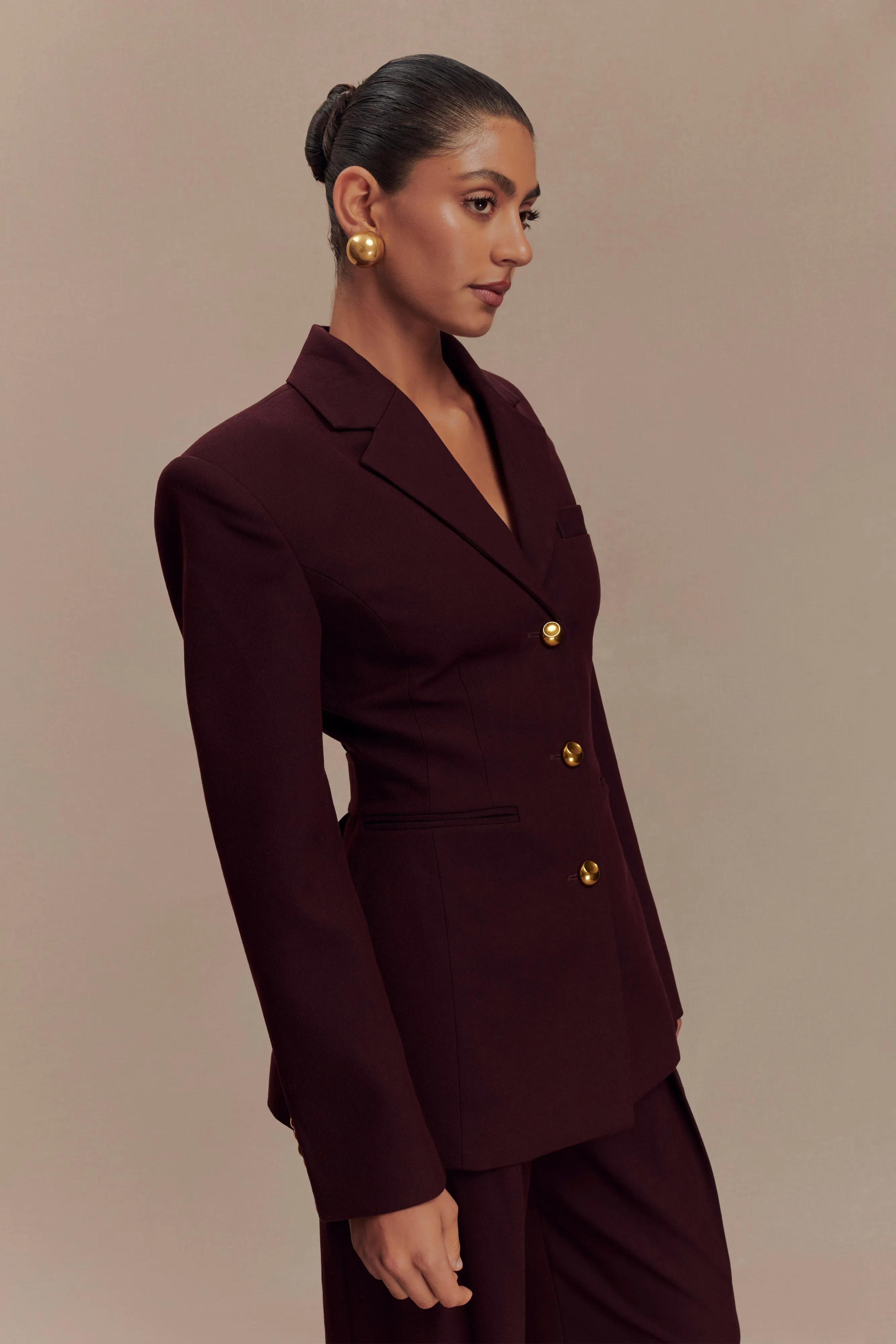 Bellamy Cinched Blazer - Mahogany